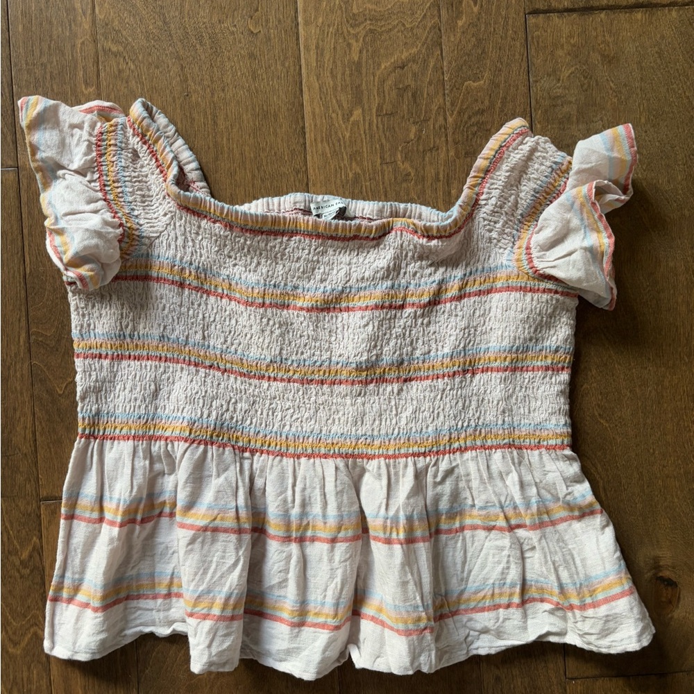 Striped Smocked Peplum Top